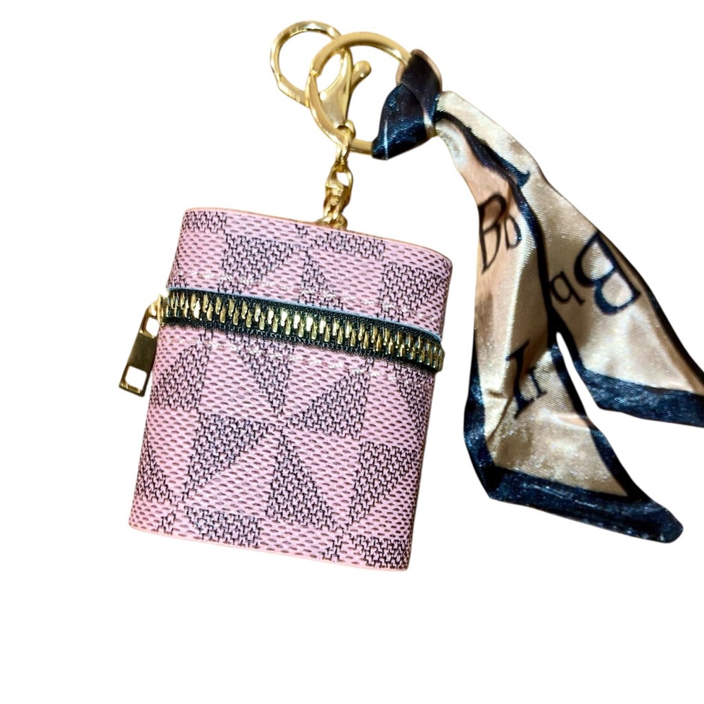 Geometric Bag Charm Keychain Pouch Pink - Picture 2 of 3